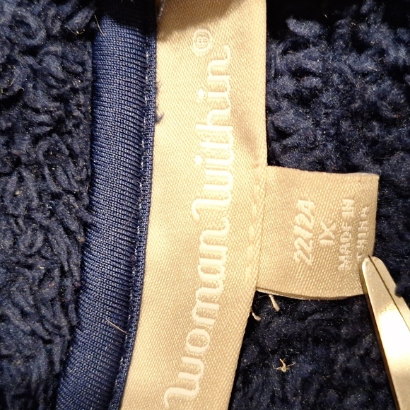 t Woman Within Blue Teddy Jacket Plush Cozy Style Size 1X - Picture 3 of 4
